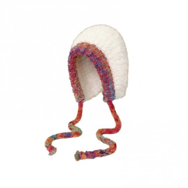 Women Hat Patchwork Color Elastic Design Knitted Winter Hat Ear Protection Thickened Warm Windproof Hat Outdoor Activities Accessory