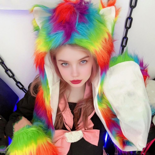 Women Hat Rainbow Color Imitation Fur 3 in 1 Hat Scarf Gloves Winter Warm Hat Home Outdoor Work Street Wear Women Hat Rainbow Color Imitation Fur 3 in 1 Hat Scarf Gloves Winter Warm Hat Home Outdoor Work Street Wear