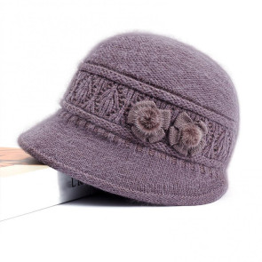 2Pcs/Set Women Hat Scarf Set Solid Color Flower Decor Elastic Knitting Basin Hat Warm Long Scarf Set Cold Weather Accessories