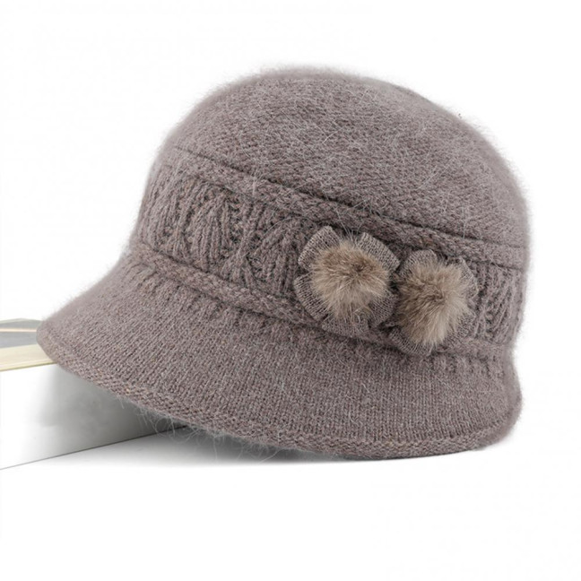 2Pcs/Set Women Hat Scarf Set Solid Color Flower Decor Elastic Knitting Basin Hat Warm Long Scarf Set Cold Weather Accessories