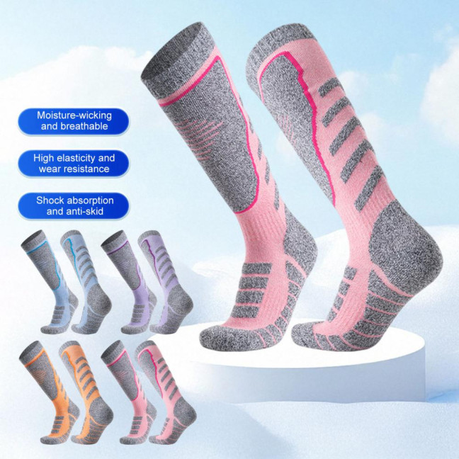 Thermal Ski Socks Women Winter Thickened Warm Socks Breathable Cotton Stretchy Sports Socks for Skiing Snowboarding