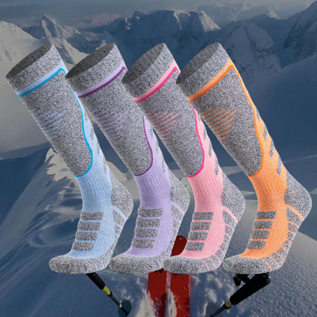 Thermal Ski Socks Women Winter Thickened Warm Socks Breathable Cotton Stretchy Sports Socks for Skiing Snowboarding