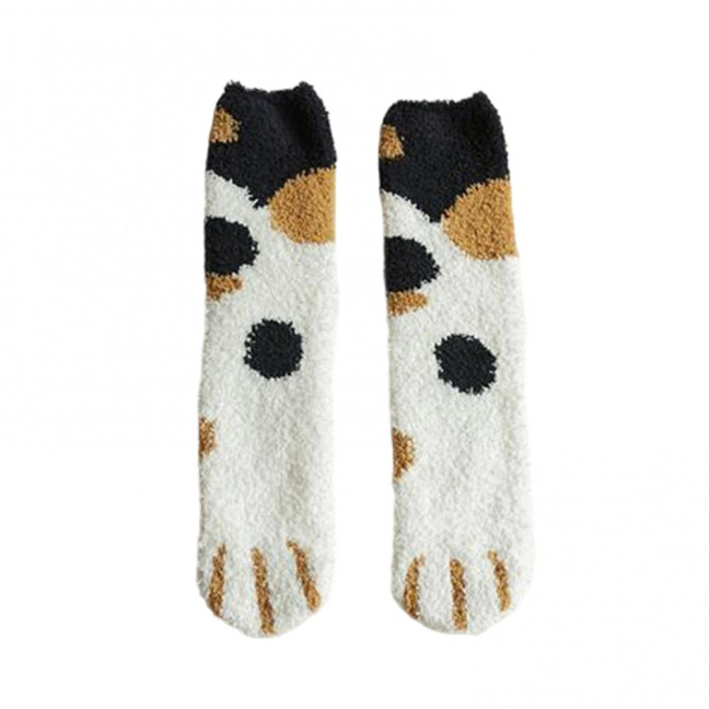 Cat Paw Floor Socks Cute Warm Winter Fuzzy Socks Thickened Stretchy Fluffy Slipper Socks for Home Bedroom Indoor Wear Sleeping