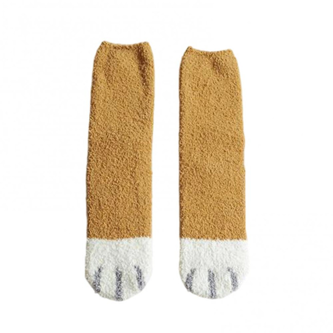 Cat Paw Floor Socks Cute Warm Winter Fuzzy Socks Thickened Stretchy Fluffy Slipper Socks for Home Bedroom Indoor Wear Sleeping