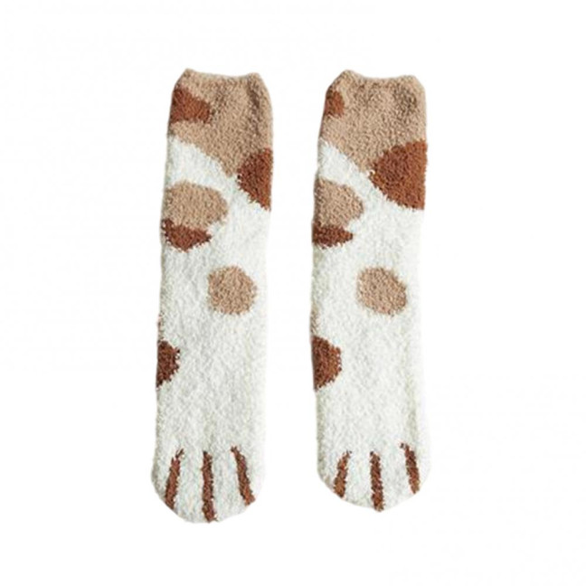 Cat Paw Floor Socks Cute Warm Winter Fuzzy Socks Thickened Stretchy Fluffy Slipper Socks for Home Bedroom Indoor Wear Sleeping