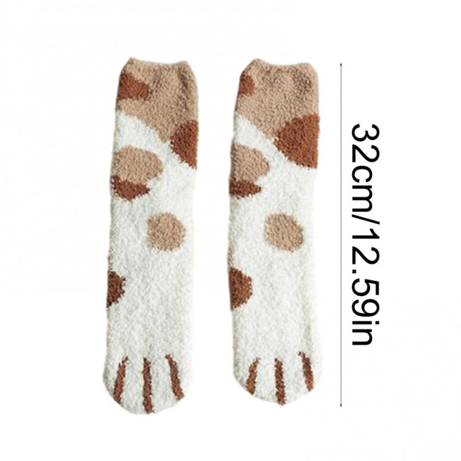 Cat Paw Floor Socks Cute Warm Winter Fuzzy Socks Thickened Stretchy Fluffy Slipper Socks for Home Bedroom Indoor Wear Sleeping