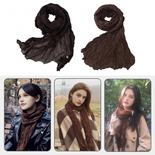 Women Scarf Retro Pleated Design Thin Scarf Soft Flax Shawl Scarf Daily Wear Outdoor Activities Versatile Accessory Women Scarf Retro Pleated Design Thin Scarf Soft Flax Shawl Scarf Daily Wear Outdoor Activities Versatile Accessory