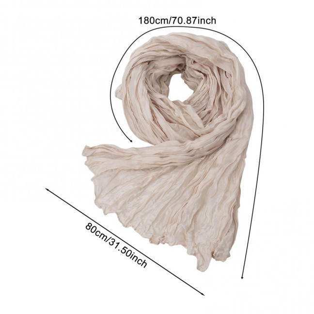 Women Scarf Retro Pleated Design Thin Scarf Soft Flax Shawl Scarf Daily Wear Outdoor Activities Versatile Accessory Women Scarf Retro Pleated Design Thin Scarf Soft Flax Shawl Scarf Daily Wear Outdoor Activities Versatile Accessory