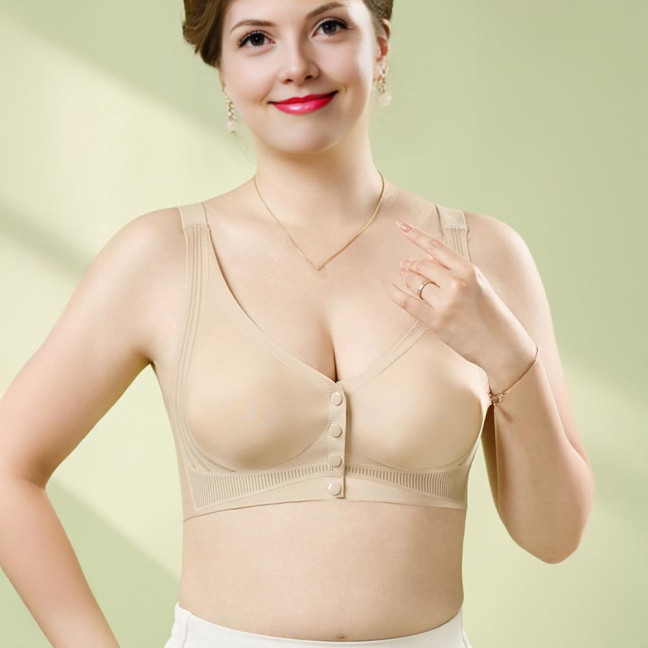 Seamless Front Closure Bra for Women Wireless Push Up Comfort Bra No Underwire Full Coverage Supportive Bralette