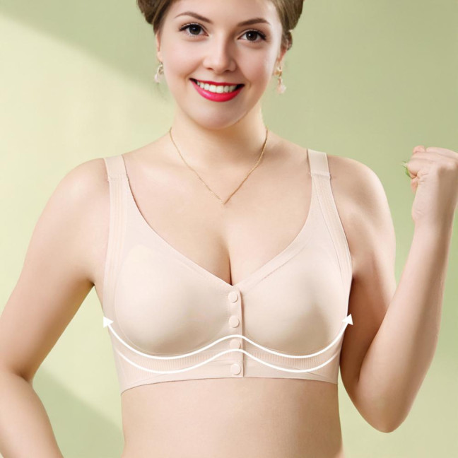 Seamless Front Closure Bra for Women Wireless Push Up Comfort Bra No Underwire Full Coverage Supportive Bralette
