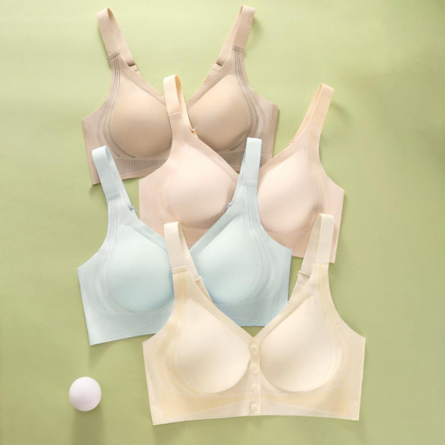 Seamless Front Closure Bra for Women Wireless Push Up Comfort Bra No Underwire Full Coverage Supportive Bralette