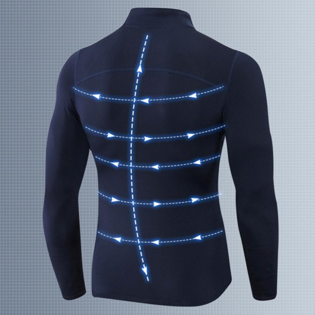 Autumn Winter Men Thermal Top Plush Lining Zipper Stand-up Collar Long Sleeve Shirt Slim Fit Stretch Casual Solid Color Cold Weather Warm Base Layer Top 