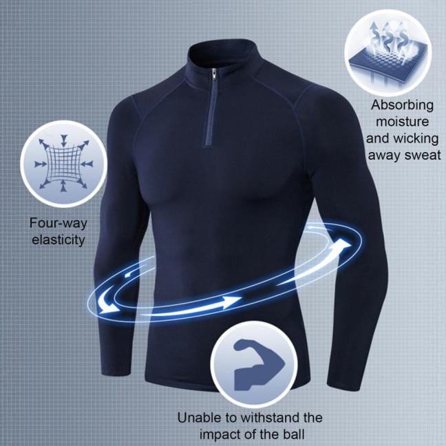 Autumn Winter Men Thermal Top Plush Lining Zipper Stand-up Collar Long Sleeve Shirt Slim Fit Stretch Casual Solid Color Cold Weather Warm Base Layer Top 