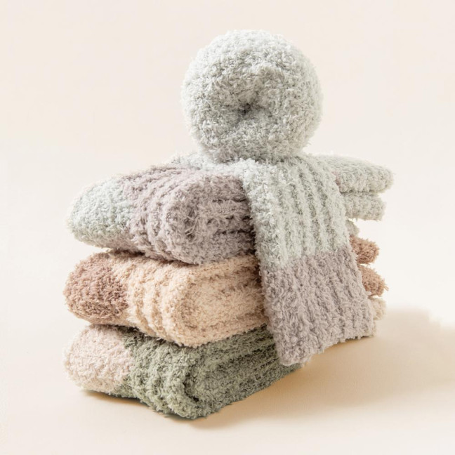 1 Pair Women Coral Velvet Socks Autumn Winter Fuzzy Thick Warm Fleece Mid-calf Socks Soft Fluffy Home Sleeping Slipper Socks