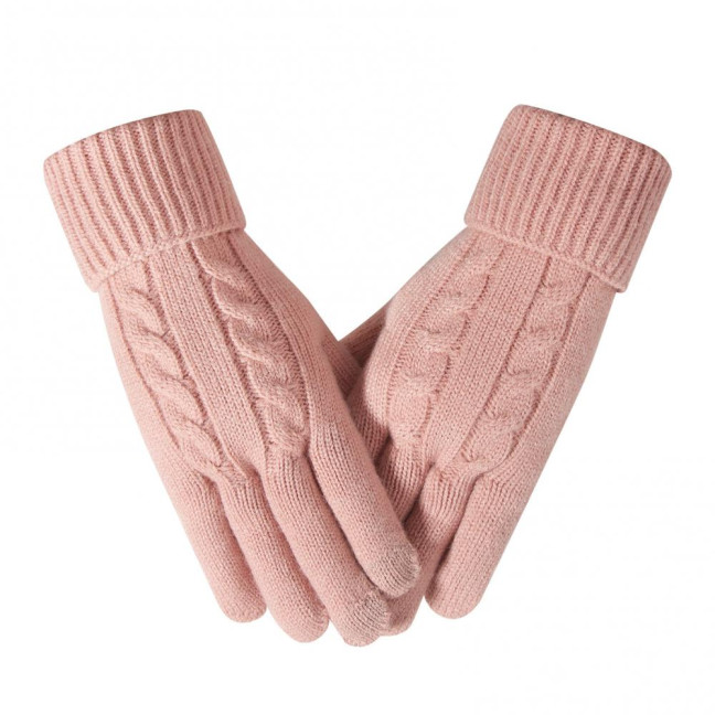 Women Winter Knitted Gloves Thick Fleece Lined Warm Gloves Solid Color Touch Screen Gloves for Driving Golfing Fishing Hiking