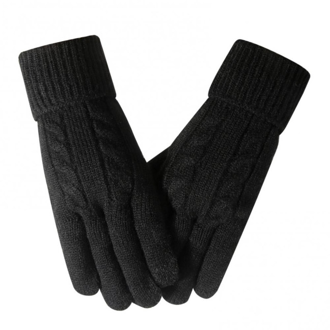 Women Winter Knitted Gloves Thick Fleece Lined Warm Gloves Solid Color Touch Screen Gloves for Driving Golfing Fishing Hiking