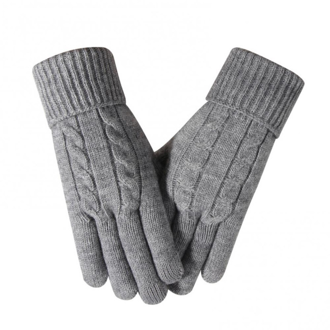Women Winter Knitted Gloves Thick Fleece Lined Warm Gloves Solid Color Touch Screen Gloves for Driving Golfing Fishing Hiking
