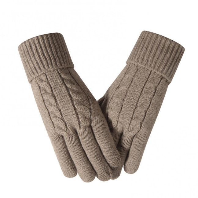 Women Winter Knitted Gloves Thick Fleece Lined Warm Gloves Solid Color Touch Screen Gloves for Driving Golfing Fishing Hiking