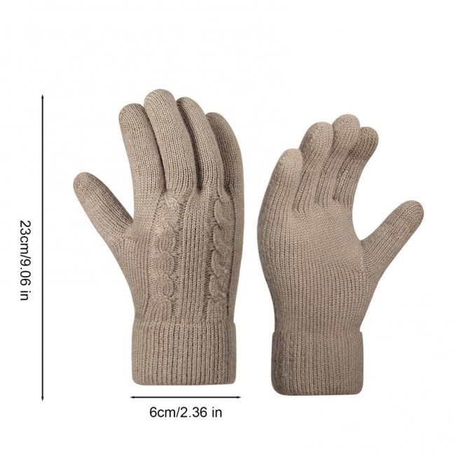 Women Winter Knitted Gloves Thick Fleece Lined Warm Gloves Solid Color Touch Screen Gloves for Driving Golfing Fishing Hiking