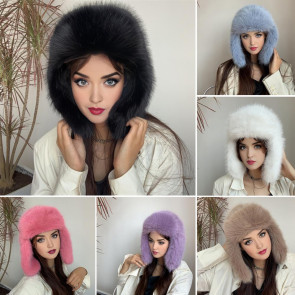 Lei Feng Hat Solid Color Imitation Fox Fur Skiing Hat Autumn Winter Women Warm Hat Outdoor Activities Accessories