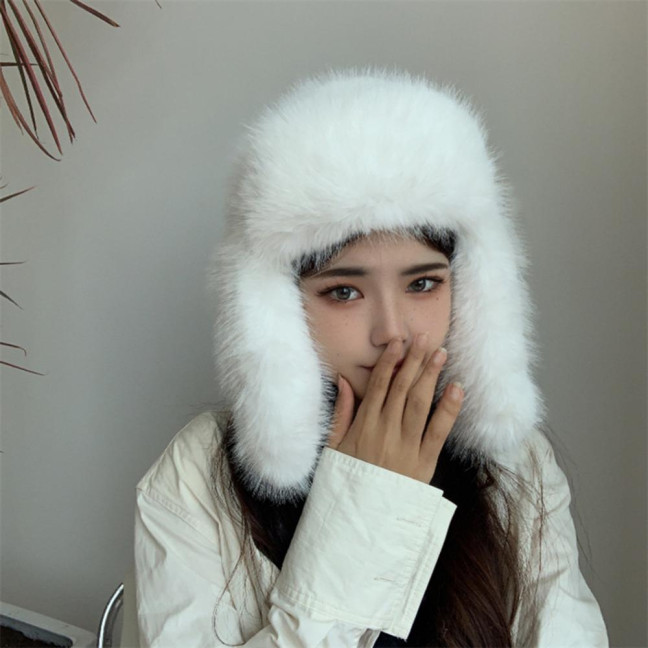 Lei Feng Hat Solid Color Imitation Fox Fur Skiing Hat Autumn Winter Women Warm Hat Outdoor Activities Accessories Lei Feng Hat Solid Color Imitation Fox Fur Skiing Hat Autumn Winter Women Warm Hat Outdoor Activities Accessories