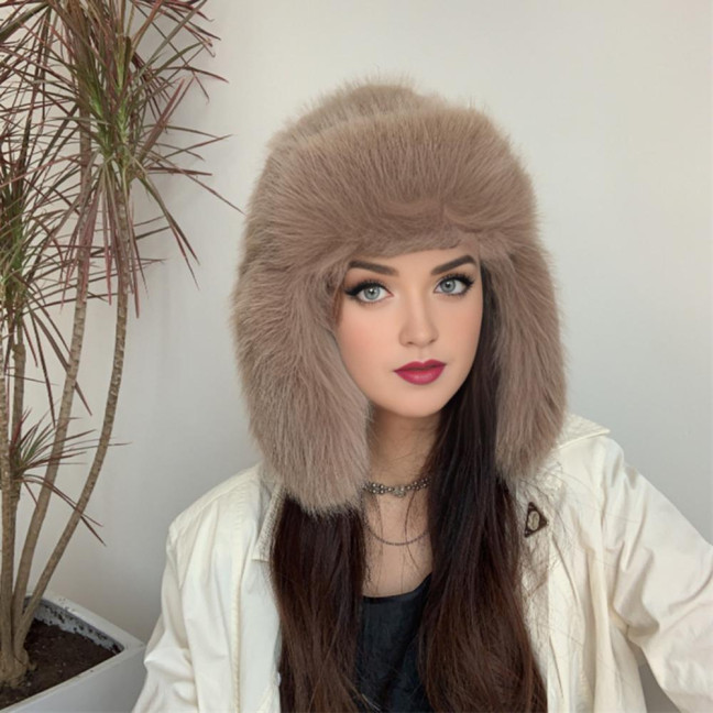 Lei Feng Hat Solid Color Imitation Fox Fur Skiing Hat Autumn Winter Women Warm Hat Outdoor Activities Accessories Lei Feng Hat Solid Color Imitation Fox Fur Skiing Hat Autumn Winter Women Warm Hat Outdoor Activities Accessories