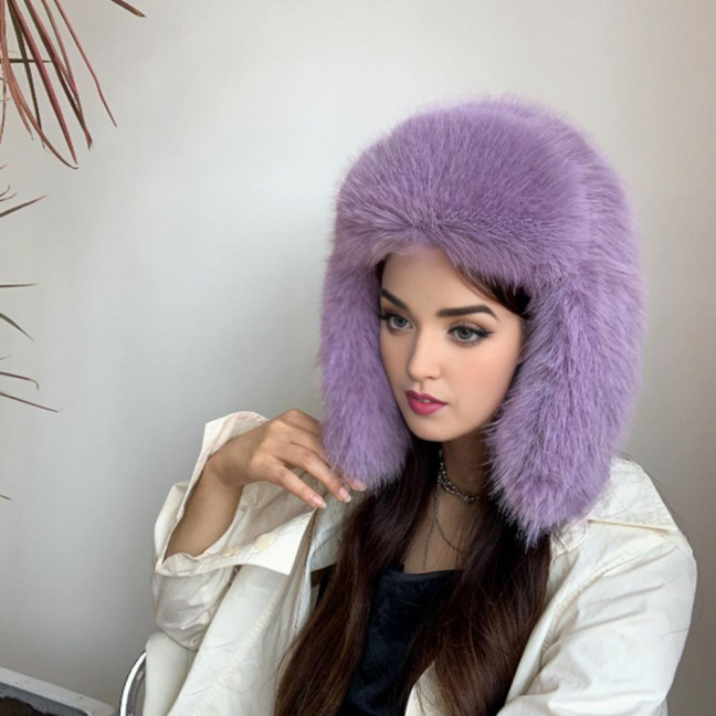 Lei Feng Hat Solid Color Imitation Fox Fur Skiing Hat Autumn Winter Women Warm Hat Outdoor Activities Accessories Lei Feng Hat Solid Color Imitation Fox Fur Skiing Hat Autumn Winter Women Warm Hat Outdoor Activities Accessories