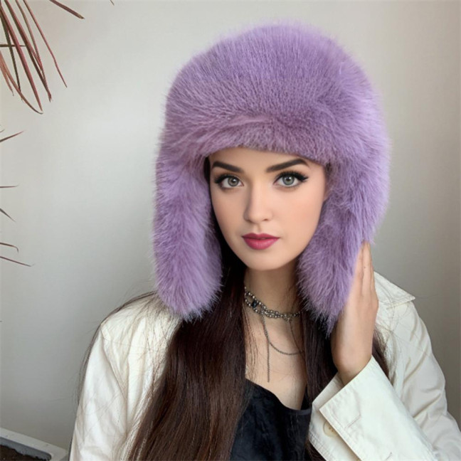Lei Feng Hat Solid Color Imitation Fox Fur Skiing Hat Autumn Winter Women Warm Hat Outdoor Activities Accessories Lei Feng Hat Solid Color Imitation Fox Fur Skiing Hat Autumn Winter Women Warm Hat Outdoor Activities Accessories