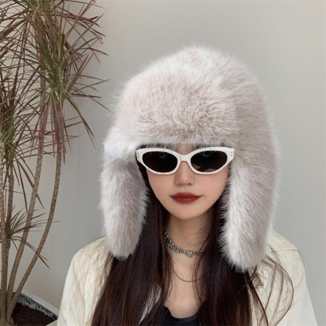Lei Feng Hat Solid Color Imitation Fox Fur Skiing Hat Autumn Winter Women Warm Hat Outdoor Activities Accessories Lei Feng Hat Solid Color Imitation Fox Fur Skiing Hat Autumn Winter Women Warm Hat Outdoor Activities Accessories