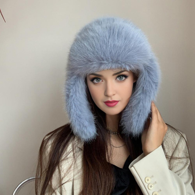 Lei Feng Hat Solid Color Imitation Fox Fur Skiing Hat Autumn Winter Women Warm Hat Outdoor Activities Accessories Lei Feng Hat Solid Color Imitation Fox Fur Skiing Hat Autumn Winter Women Warm Hat Outdoor Activities Accessories