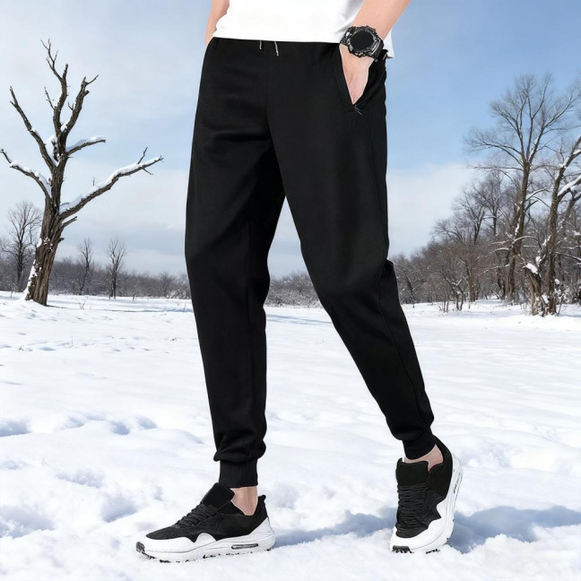 Men Thick Jogger Pants Fleece Lined Casual Sports Trousers Warm Loose Sweatpants with Zippered Pockets for Winter Daily Outings Street Men Thick Jogger Pants Fleece Lined Casual Sports Trousers Warm Loose Sweatpants with Zippered Pockets for Winter Daily Outings Street