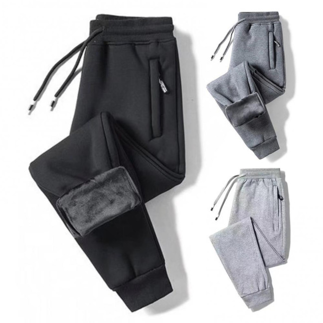 Men Thick Jogger Pants Fleece Lined Casual Sports Trousers Warm Loose Sweatpants with Zippered Pockets for Winter Daily Outings Street Men Thick Jogger Pants Fleece Lined Casual Sports Trousers Warm Loose Sweatpants with Zippered Pockets for Winter Daily Outings Street