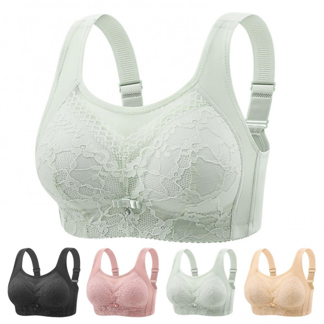 Women's Plus Size Floral Lace Bra Wireless Full Coverage Soft Padded Bra No Underwire Support Everyday Bra