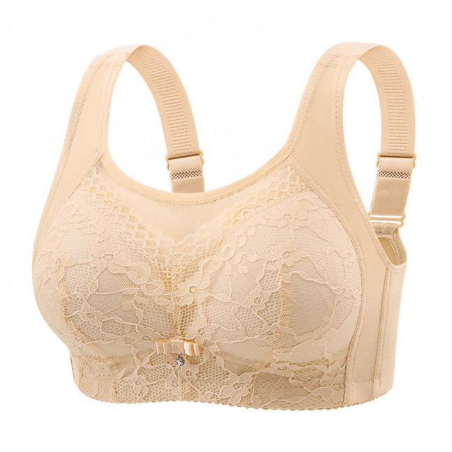 Women's Plus Size Floral Lace Bra Wireless Full Coverage Soft Padded Bra No Underwire Support Everyday Bra