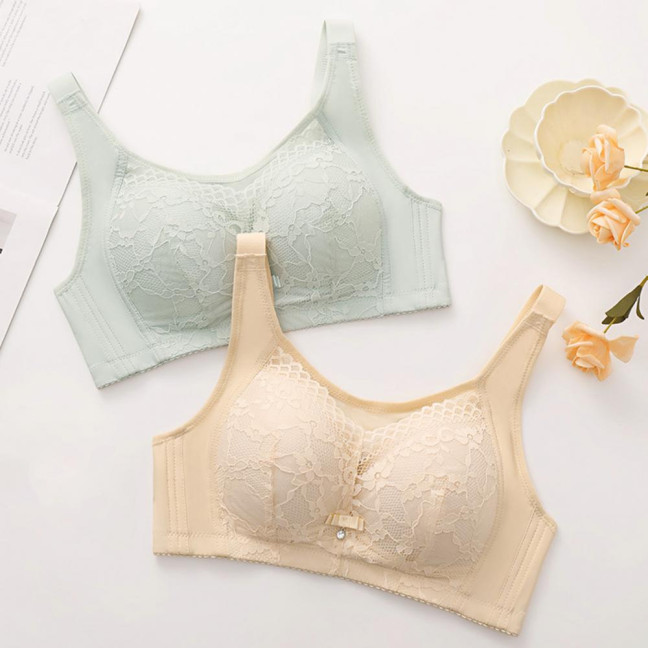 Women's Plus Size Floral Lace Bra Wireless Full Coverage Soft Padded Bra No Underwire Support Everyday Bra