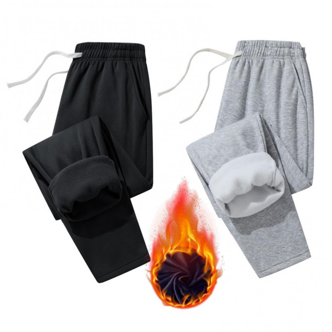 Men Thick Sweatpants Autumn And Winter Drawstring Waist Loose Casual Pants Fleece Lined Warm Trousers for Daily Wear Gym