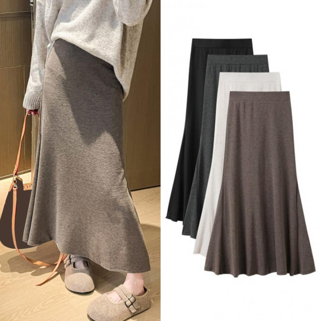 Maxi Skirt High Waist Solid Color Breathable Comfortable Large Hem Design Long Skirt Fashion Accessories