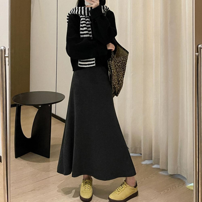 Maxi Skirt High Waist Solid Color Breathable Comfortable Large Hem Design Long Skirt Fashion Accessories Maxi Skirt High Waist Solid Color Breathable Comfortable Large Hem Design Long Skirt Fashion Accessories