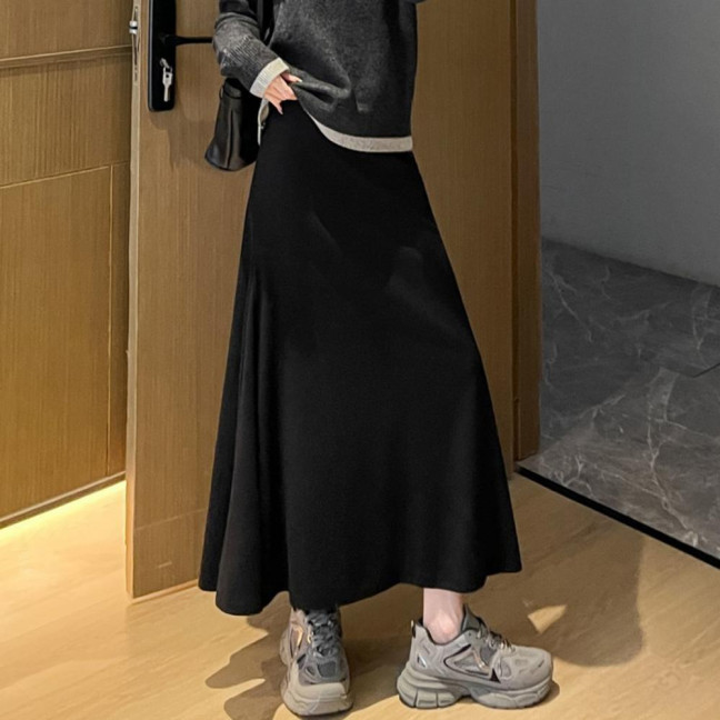 Maxi Skirt High Waist Solid Color Breathable Comfortable Large Hem Design Long Skirt Fashion Accessories Maxi Skirt High Waist Solid Color Breathable Comfortable Large Hem Design Long Skirt Fashion Accessories