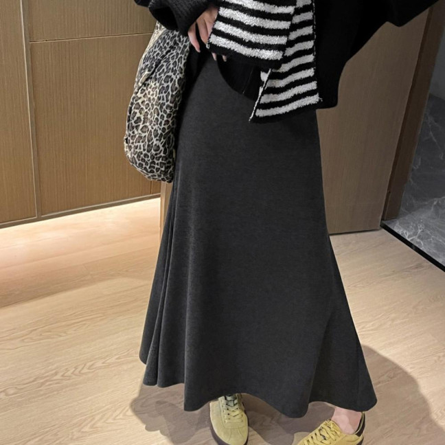 Maxi Skirt High Waist Solid Color Breathable Comfortable Large Hem Design Long Skirt Fashion Accessories Maxi Skirt High Waist Solid Color Breathable Comfortable Large Hem Design Long Skirt Fashion Accessories