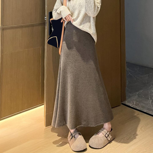 Maxi Skirt High Waist Solid Color Breathable Comfortable Large Hem Design Long Skirt Fashion Accessories Maxi Skirt High Waist Solid Color Breathable Comfortable Large Hem Design Long Skirt Fashion Accessories