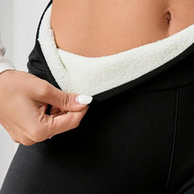 Women Winter Leggings High Waist Solid Color Thickened Plush Lining Bottom Pants Slim Butt Lifting Yoga Pants