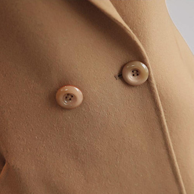 Women's Fall Winter Wool Coat Notch Lapel Single-Breasted Peacoat Casual Trench Coat Mid-Long Thick Overcoat