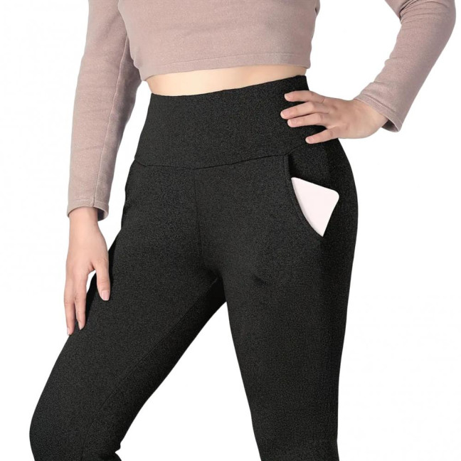 Women Leggings with Pockets Solid Color High Waist Plush Lining Thickened Warm Pants Tight Fit Cold Weather Leggings Women Leggings with Pockets Solid Color High Waist Plush Lining Thickened Warm Pants Tight Fit Cold Weather Leggings