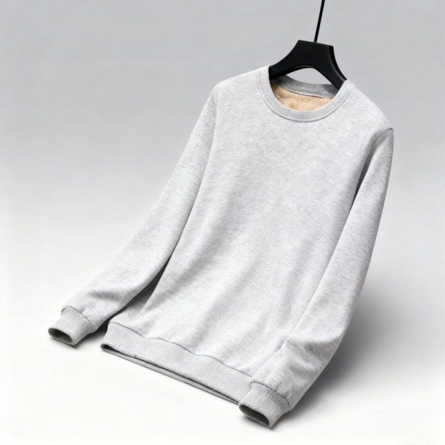 Men Fleece Lined Sweatshirt Warm Winter Pullover Crew Neck Autumn Thickened Basic Top for Daily Wear Sports Street Work