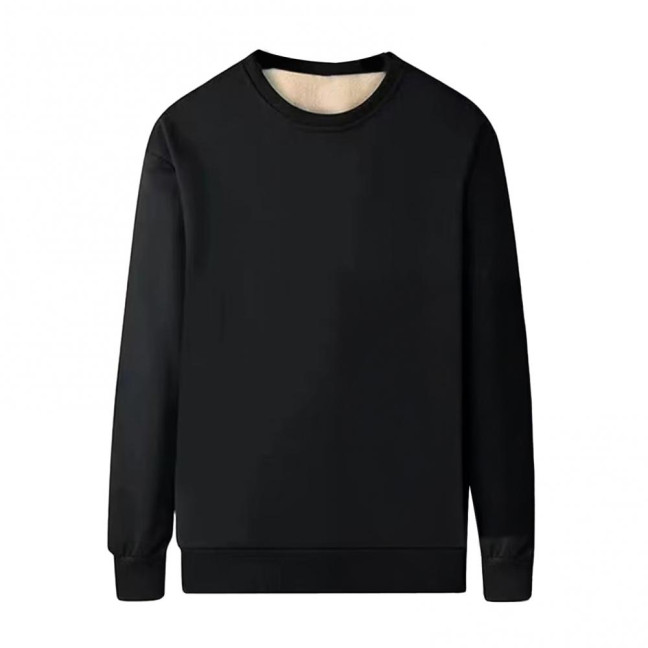Men Fleece Lined Sweatshirt Warm Winter Pullover Crew Neck Autumn Thickened Basic Top for Daily Wear Sports Street Work