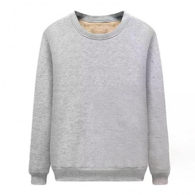 Men Fleece Lined Sweatshirt Warm Winter Pullover Crew Neck Autumn Thickened Basic Top for Daily Wear Sports Street Work