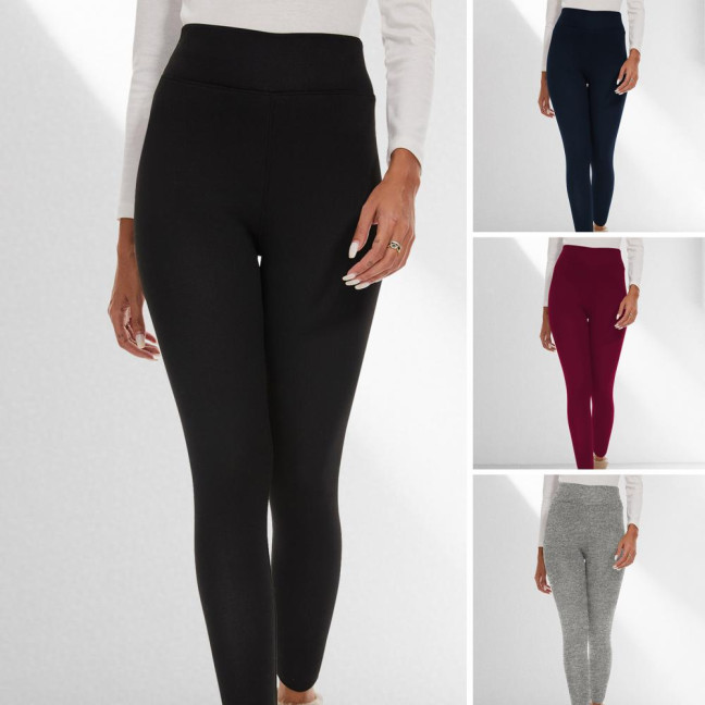 Women Leggings Solid Color High Waist Plush Lining Thickened Warm Pants Tight Fit Cold Weather Leggings
