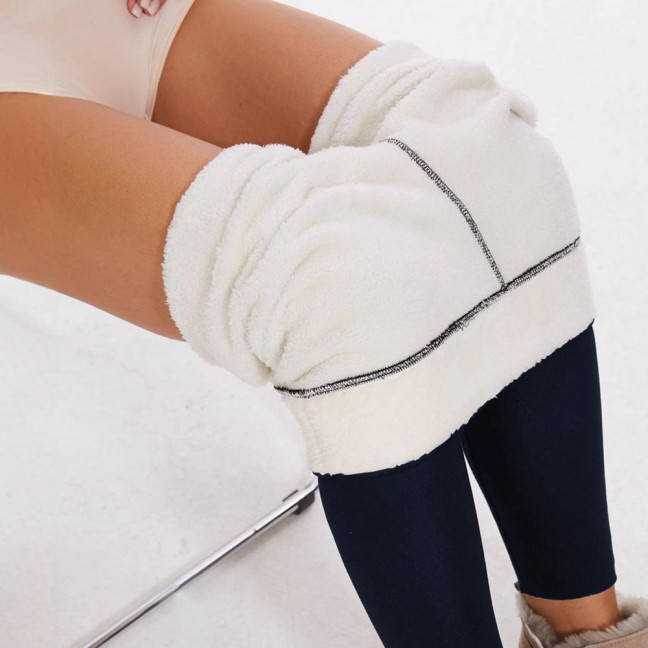 Women Leggings Solid Color High Waist Plush Lining Thickened Warm Pants Tight Fit Cold Weather Leggings Women Leggings Solid Color High Waist Plush Lining Thickened Warm Pants Tight Fit Cold Weather Leggings