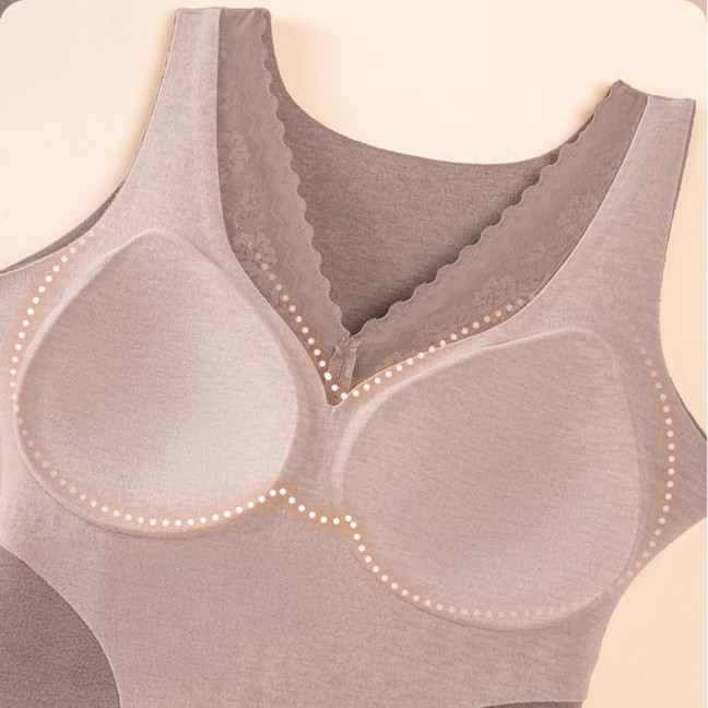 Women Thermal Tank Top Lace V Neck Fleece Lined Base Layer Thick Sleeveless Padded Undershirts Warm Camis Underwear Top for Cold Weather